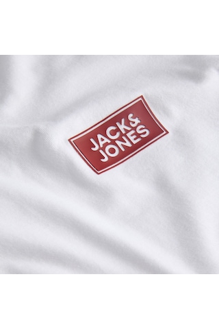 Jack & Jones Erkek Logo Detayli Bisiklet Yaka Tisört - Rush - 12298424 Beyaz