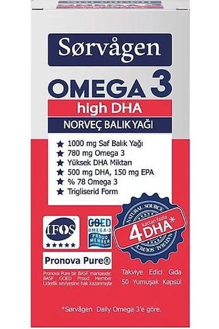 Sorvagen Omega 3 High Dha Norveç Balık Yağı 50   Kapsül