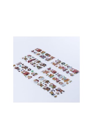 6 Adet Yılbaşı Kabartmalı Sticker Seti - Renkli Ve Eğlenceli Abanoz