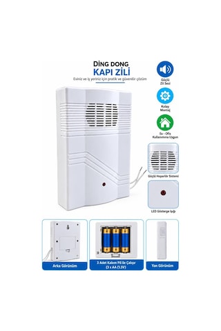 Şahnet Ding Dong Kapı Zili Pilli Kablolu Elektronik Zil