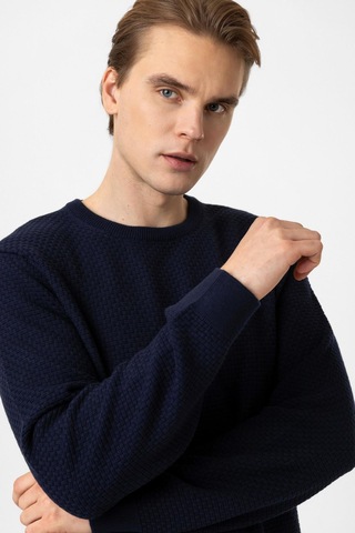 Back And Bond Lacivert Regular Fit Pamuklu Bisiklet Yaka Triko Kazak