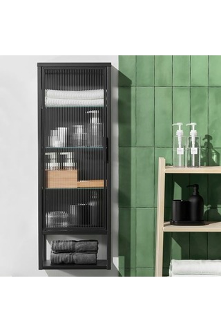 Ikea Mossjön Banyo Duvar Dolabı, Antrasit, 36x18x102 Cm
