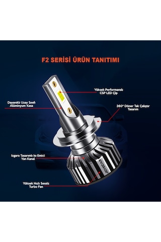 Joyecar F2 Mini Csp Şimşek Led Xenon Far H1/H3/H4/H7/H11/9006 387940222
