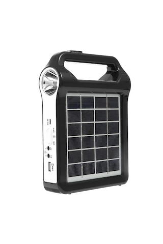 Solar Şarjlı Kamp Feneri Güneş Enerjili Usb Çok Amaçlı Aydınlatma Siyah - Sarı
