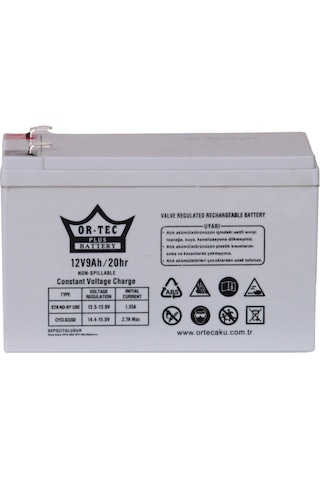 Or-tec Ortec 12 V 9 Ah Beyaz Akü Yüksek Kapasite Güç Kaynağı Çeşitli Kullanım Alanları İçin