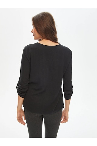 Faik Sönmez Dokuma Garnili Kadın Uzun Kol Bluz 69153 Siyah