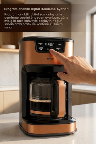 Scm-9040 Otomatik Zaman Ayarlı Xl 14 Fincan Filtre Kahve Makinesi Dijital Göstergeli