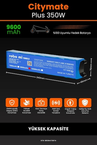 Citymate Plus 350w / 36v 9600mAh Elektrikli Scooter Bataryası