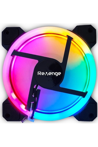 Revenge Siyah 12cm Sabit Yanan Rainbow Kasa Fanı Molex Bağlantılı Led Bilgisayar Fanı