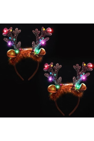 Işıklı Noel Baba Kafa Bandı - Yetişkinler Ve Çocuklar İçin Sevimli Ren Geyiği Kafa Bandı - Noel Partisi Hediyeleri - Noel Aksesuarları
