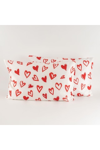 Soley Mix & Match Lover %100 Pamuk 2'li Yastık Kılıfı Seti Kırmızı