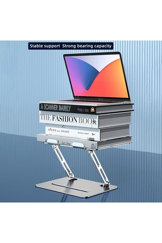 Ebitda L307 Taşınabilir Dizüstü Bilgisayar Standı, Yükseklik Ayarlanabilir, Metal Soğutma, Gümüş, 17.3 Uygun, Katlanabilir