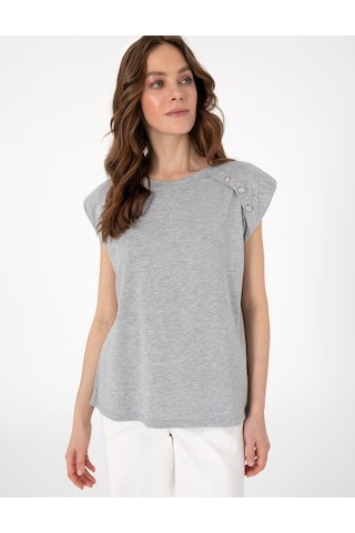 Pierre Cardin Kadın Gri Melanj Tişört 50301482-vr086 Gri Melanj
