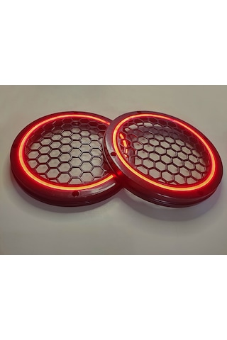 Hoparlör Kapağı 16 Cm Ledli 2'li Takım - Kırmızı