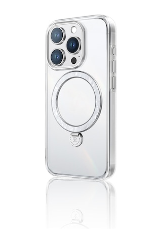 Apple Uyumlu iPhone 15 Pro Max Kılıf Magsafe Şarj Özellikli Standlı Pynana Dancing Streamer Serisi Kapak Beyaz