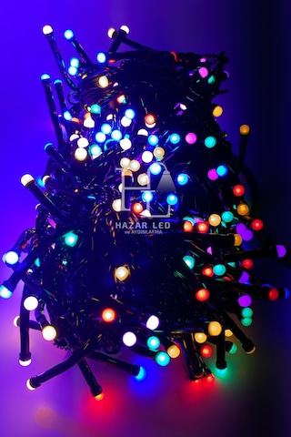 10 Metre Rgb Kirpi Led Siyah Kablolu Jack Eklemeli Dekoratif Led Işık Yılbaşı Süsü Çok Renkli