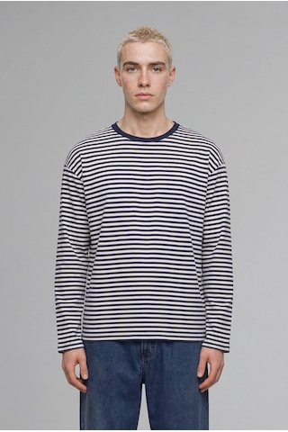 Defacto %100 Pamuk Boxy Fit Çizgili Uzun Kollu Tişört J0766ax26aunv64 Lacivert-nv64