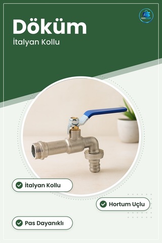 Bahçe Musluğu Döküm İtalyan Kollu Hortum Uçlu Pas Dayanıklı Sulam