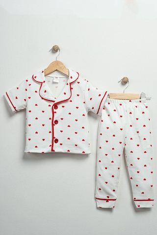 Vavbaby Minik Kalpli Kız Bebek Yazlık Pijama Takımı Beyaz