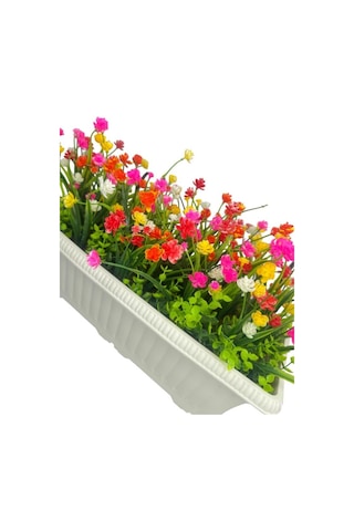 Yapay Çiçek Renkli Mini Lotus Çiçekli Krem Küpeşte Askılı Balkon Çiçeği Balkon Saksısı