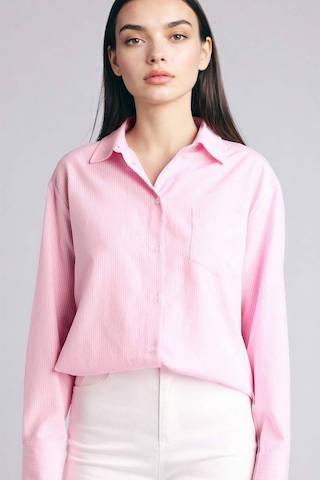Defacto Oversıze Çizgili Oxford Gömlek G9806ax26sppn666 Pembe-pn666
