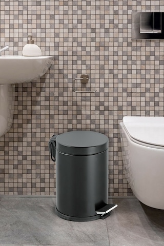 12 Litre Paslanmaz Pedallı Siyah Çöp Kovası Ev Ofis Banyo Mutfak Siyah