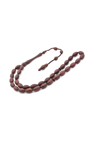 Hakiki Usta İşi Sistemli Bordo Fiber Tesbih İri Boy 009