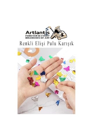 Elişi Pulu Karışık Şekilli 100 Lü 1 Paket Renkli Şekilli Pul Yanardöner Payet Pırıltılı Süs Okul Öncesi Kreş Ana Sınıfı
