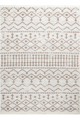 Bohem Serisi Çift Taraflı Dokuma Pamuklu Kilim Bej - Krem