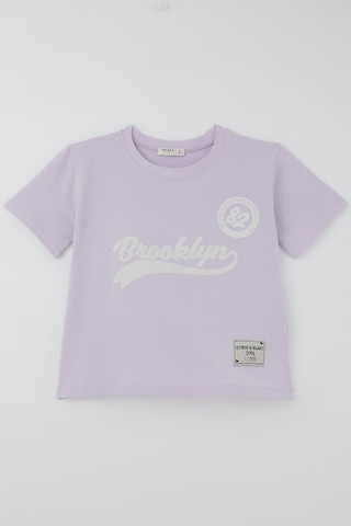 Breeze Kız Çocuk Pantolonlu Takım Brooklyn Yazı Baskılı Bağcıklı 8-14 Yaş, Açık Lila