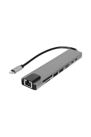Hytech Hy-usbc83 4k 30hz Gri Metal 2xusb3.0, 1xusb2.0, Gigabit Pd, Typec Data, Sd/tf Kart Okuyucu Ty