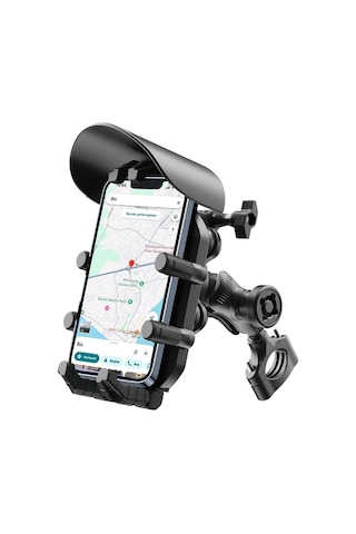 Gidon Bağlantılı Güneş Ve Yağmur Korumalı 360 Derece Ayarlanabilir Motosiklet Bisiklet Telefon Tutucu Çok Renkli