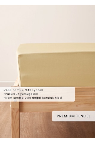 Bella Maison Premium Tencel King Size Lastikli Saten Çarşaf 180x200x35 Yeşil