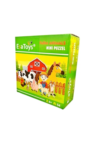 Ahşap Farm Animals Mini Puzzle 4 Yaş 54 Parça