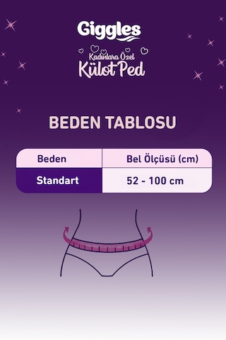 Giggles Külot Ped 52-100 Bel Ölçüsü 360 Esnek Beden Sızdırmaz Regl Gece Külodu 1 Paket 4 Adet