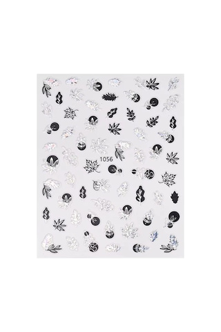Gümüş Holografik Yaprak Dizayn Tırnak Sticker Tırnak Etiketi Nail Art Jo-1056s