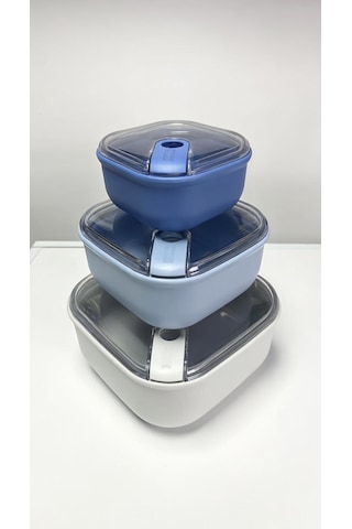 Cooknkeep Pull Box İtalia Production 3'lü Set Bej Kahve , Gri Mavi