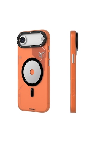 Apple Uyumlu iPhone 17 Air Kılıf M-safe Şarj Özellikli Disk Desenli Youngkit Disc Battle Kapak Turuncu Turuncu