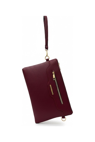 Sanmorris Kadın Suni Deri Ayarlanabilir Çapraz Ve El Askılı Portföy, Clutch Çanta S-1360 Bordo