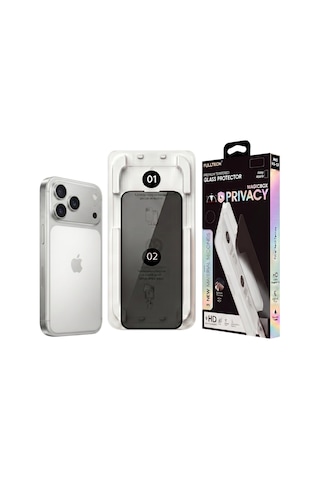 Fulltech Magicbox iPhone Uyumlu 17 Pro Premium Tempered Glass Aparatlı Ekran Koruyucu - Privacy