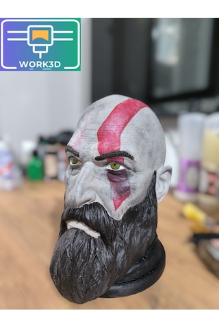 Kratos Figürü Dekoratif Obje & Kulaklık Standı 3d Baskı El Yapı