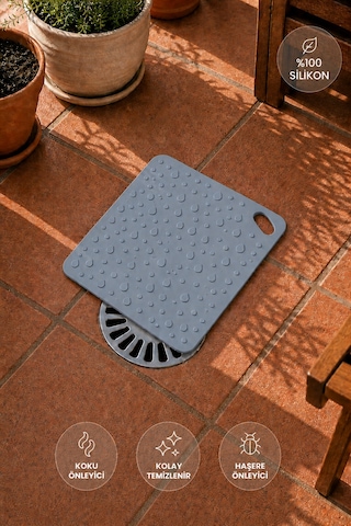 Siliconly Silikon Kötü Koku Önleyici Mat, Banyo Mutfak Lavabo Balkon Gider Kapatıcı Kapak ,böcek Önleyici 12 Cm Gri