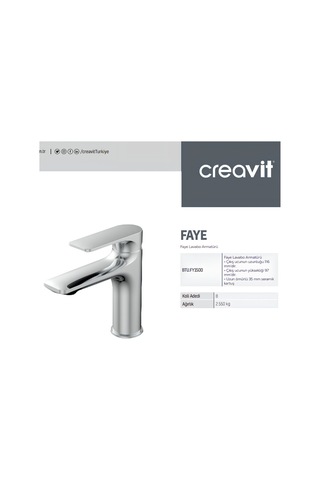 Creavit Faye Lavabo Banyo Eviye Bataryası 3'lü Set FY1500-FY2500-FY8500 Krom