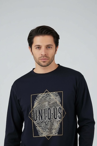 Lukitus Uzun Kol Sıfır Yaka Pamuklu Erkek Pijama Takımı Siyah Vlknekose Siyah