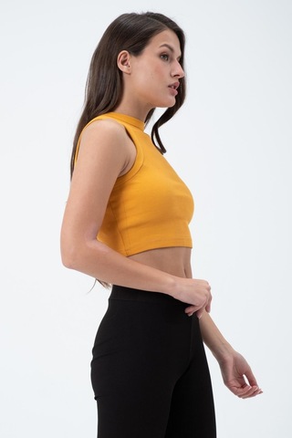 Quhox Kadın Kaşkorse Crop Atlet Sarı