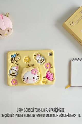 Apple Ipad 8. Ve 9. Nesil 10.2 Inç 2020 / 2021 Uyumlu Kedi Kılıf Standlı Eğlenceli Koruma Yellow