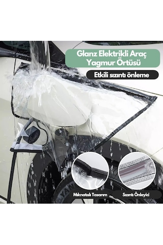 Glanz Elektrikli Araç Şarj Soketi Yağmur Koruma Brandası, Ev Şarj Soket Koruyucu 55 - 45 Cm