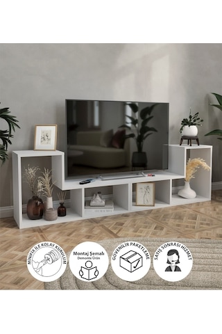 Bofigo Çok Amaçlı Fonksiyonel Tv Ünitesi Raflı Tv Sehpası Televiz