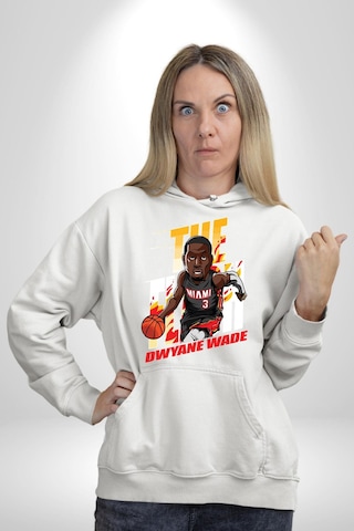 Dwyane Wade Miami Basketbol Kadın Erkek Beyaz Kapüşonlu Sweatshirt Hoodie Beyaz