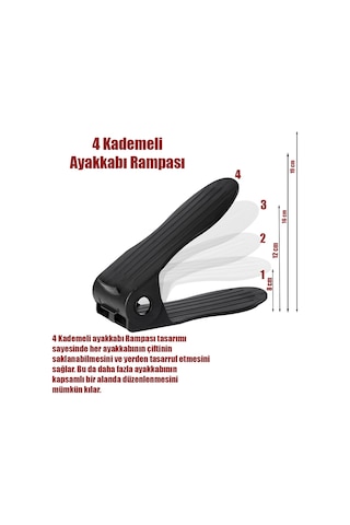 Porsima Org-201 12li Ayakkabı Rampası Dolap İçi Düzenleyici Siyah